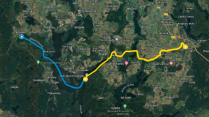 Trasa dwudniowego spływu kajakowego Przez Wrota Kanału Elbląskiego - Jerzwałd